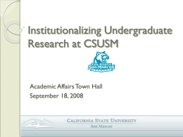 The CSUSM Committee on Undergraduate Research (CUGR)
