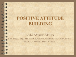 POSITIVE ATTITUDE BUILDING &ndash; TMJayasekera