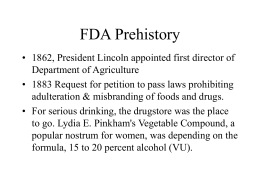 FDA Prehistory - Vanderbilt University