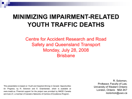 YOUTH AND IMPAIRED DRIVING IN CANADA: OPPORTUNITIES FOR