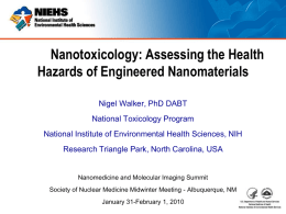 NTP activities evaluating the safety of nanoscale materials.