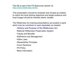 History and Purpose of the Wilderness Act