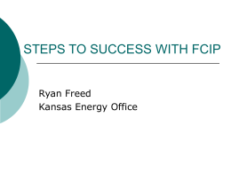 STEPS TO SUCCESS WITH FCIP - Kansas Corporation Commission
