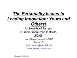 HRI/U of Tampa Presentation - Innovation-TRIZ