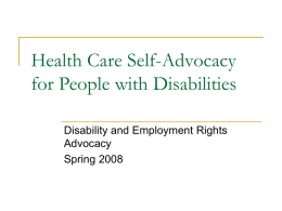 Health Care Self-Advocacy for People with Disabilities