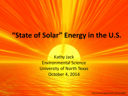 State of Solar” Energy in the U.S.