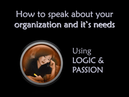 How to speak about your organization and it’s needs