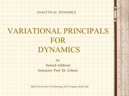 Variational Principals for Dynamics
