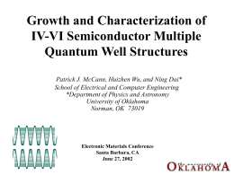 Growth and Characterization of IV