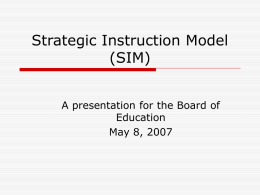 Strategic Instruction Model (SIM)