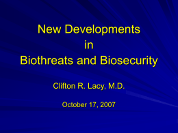 Biothreats and Biosecurity
