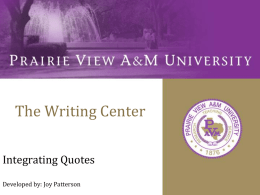 The Writing Center - Prairie View A & M University