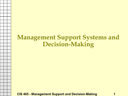 Management Support Systems and Decision