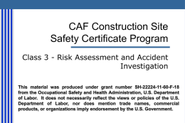 Risk Management - Occupational Safety and Health