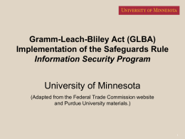 Gramm-Leach-Bliley - University of Minnesota