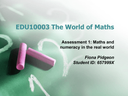 EDU10003 The World of Maths