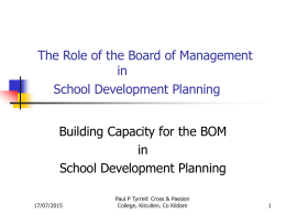 The Role of the Board of Management in School Development