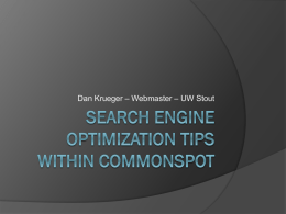 Search engine optimization tips within commonspot