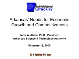 Arkansas's Needs for Economic Growth and Competitiveness