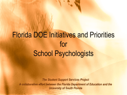 Florida DOE Initiatives and Priorities for School