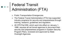 1. Public Transportation Emergencies The Federal Transit