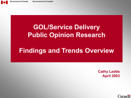 GOL/Service Delivery Public Opinion Research Findings and