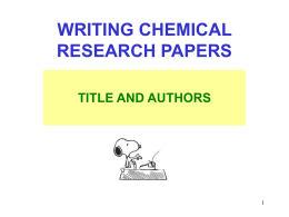 WRITING CHEMICAL RESEARCH PAPERS - tpc lab