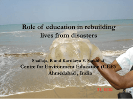 Role of education in rebuilding lives from disasters