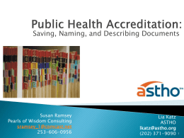 Beginning Slides - ASTHO (Association of State and