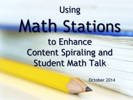 Using Math Stations to Meet Students Needs