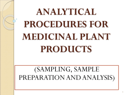 Analytical procedures for medicinal plant products