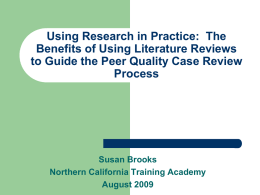 Using Research in Practice - Northern California Training