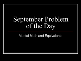 October Problem of the Day - Monroe Career & Technical