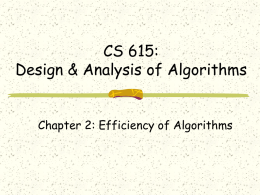 CS 615: Design & Analysis of Algorithms