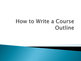 How to Write a Course Outline