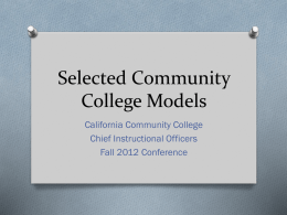 Selected community College Models