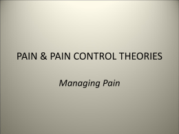 PAIN CONTROL THEORIES - ריפוי בעיסוק בתחום