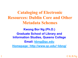 Cataloging of Electronic Resources