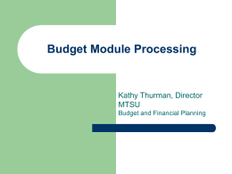 Budget Module Processing - Middle Tennessee State University