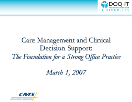 Care Management and Clinical Decision Support: The