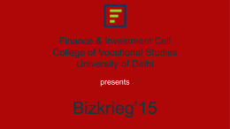 Finance & Investment Cell College of Vocational Studies