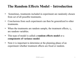The Random Effects Model – Introduction