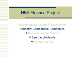 HBA Finance Project - Western Libraries at Western University