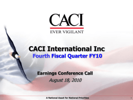 CACI Earnings Release Conference Call