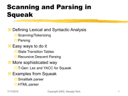 Scanning and Parsing in Squeak