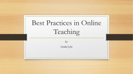 Best Practices in Online Teaching