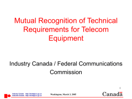 INDUSTRY CANADA/FCC COORDINATION MEETING