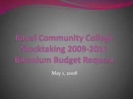 Kauai Community College Stocktaking 2009