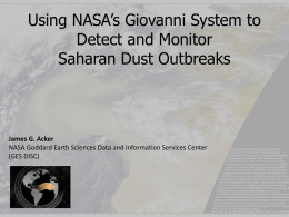 Using NASA’s Giovanni System to Detect and Monitor Saharan