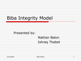 Biba Integrity Model